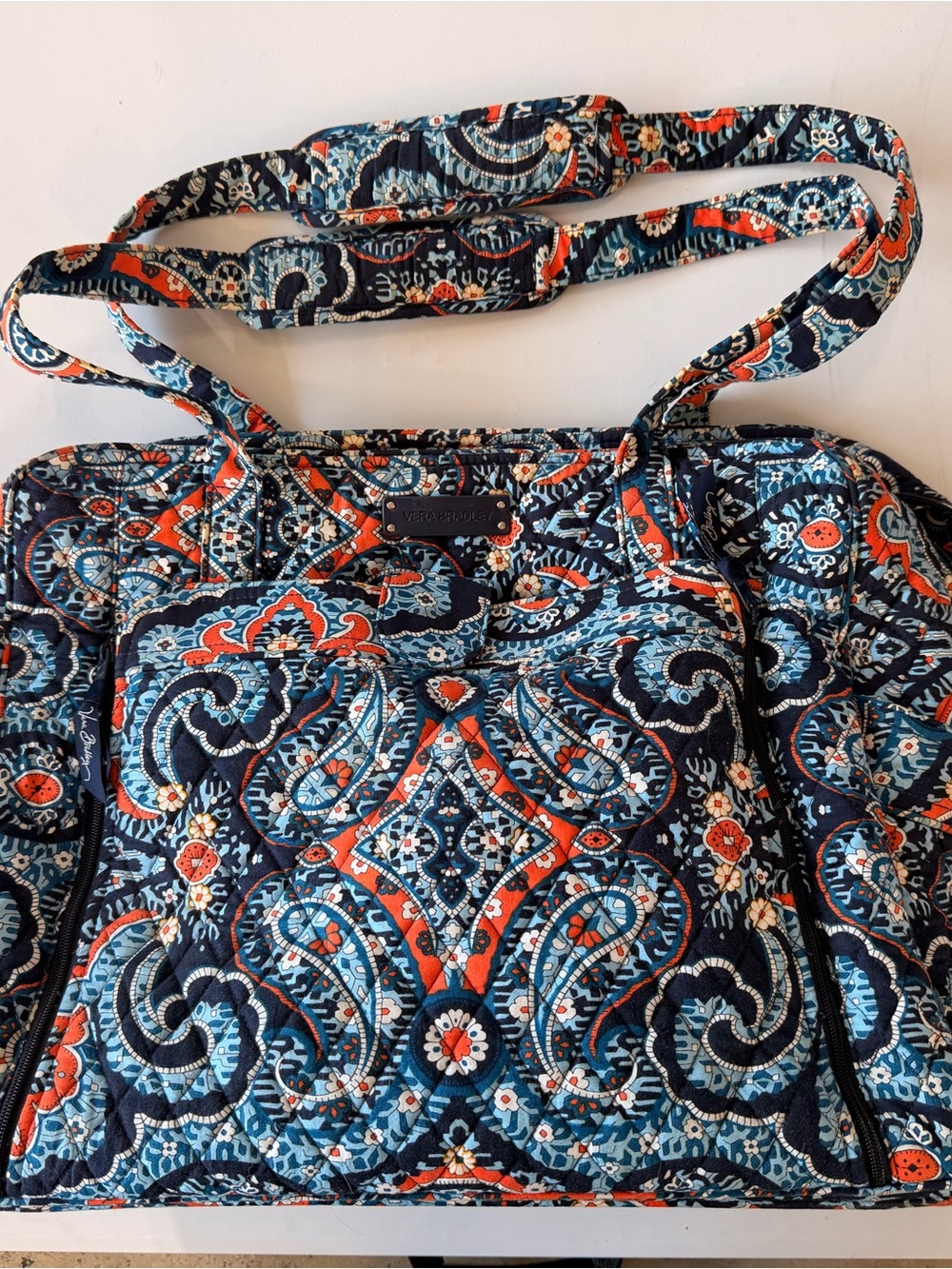 Vera Bradley Stroll Around Baby bag -Quilted Bag in Navy, Teal & Coral Paisley